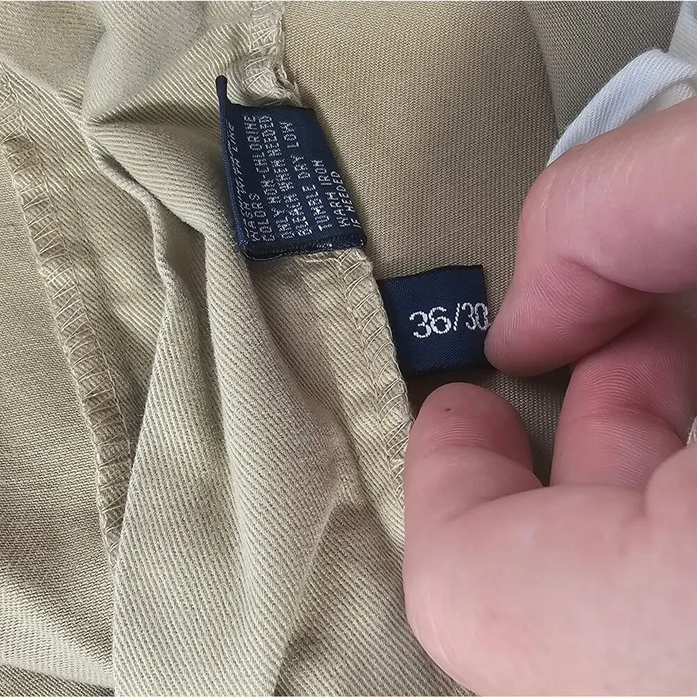 36 / 30 chino khaki cotton polo ralph lauren pants mens preppy work casual